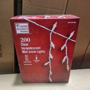 Home Accents Christmas 200 Clear Incandescent Mini Icicle Lights. 9ft. 11in. NEW